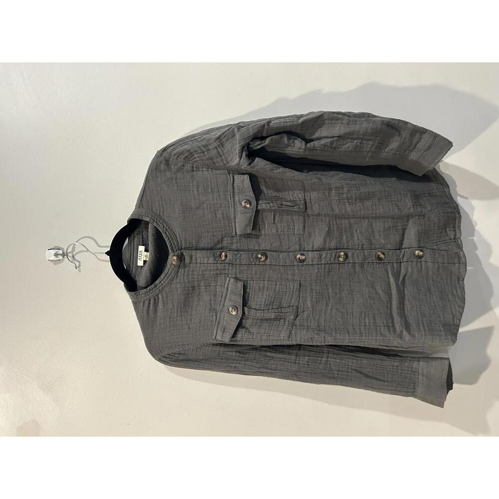ANA A New Approach Women’s Button Down Shirt Gray Textured Long Sleeve Size M